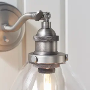 Anson Lighting Pampa Wall light finished in Brushed silver paint and clear glass