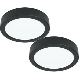 2 PACK Wall / Ceiling Light Black 160mm Round Surface Mounted 10.5W LED 4000K