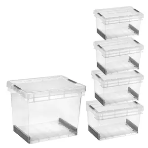 2 x Modular Plastic Storage Containers 60 Litre Ultra Resistant With Secure Clip Lock Lids