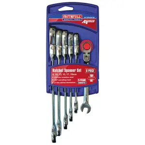 Faithfull FAISPARAT6S Flexi Head Combination Ratchet Spanners 6 PC XMS21RSPAN6