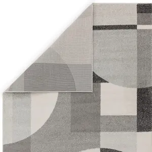 Grey Art Deco Geometric Modern Easy to clean Rug for Dining Room-120cm X 170cm