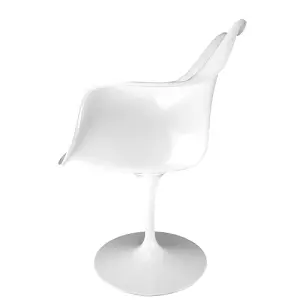 White Tulip Armchair with Grey PU Cushion