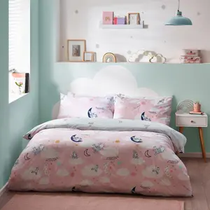 Peter Rabbit™ Sleepy Head Toddler Duvet Cover Set, Polyester, Cotton, Pink