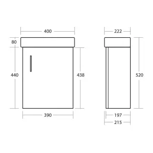 Gloss White 400 Wall Hung Basin Sink Vanity Unit & Sleek Basin Tap