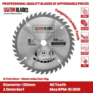 Saxton TCT135MXA TCT Circular Blade 135mm Pack A