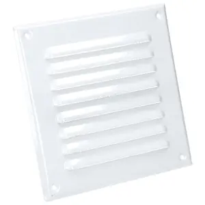 White Metal Air Vent Grille with Fly Screen Flat Ducting Ventilation Cover (250 x 250 mm)