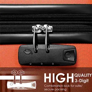 SET OF 3 ABS Hard shell Travel Trolley Suitcase 4 wheel Luggage Set Hand Luggage, 20,24,28 inch, Orange