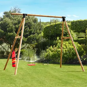 Galdar Wooden Garden Swing Set with Boxing Bag