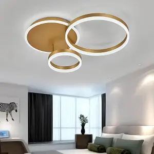 3 Lamp Classic Golden Loops Energy Efficient LED Ceiling Light Fixture Cool White 65cm