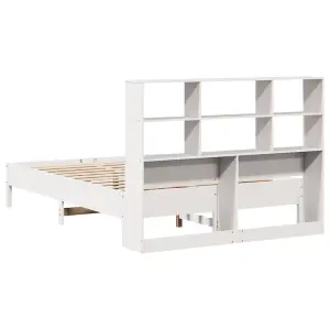 Berkfield Bookcase Bed without Mattress White 135x190 cm Double Solid Wood Pine