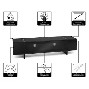 AVF Edge 1.6m Black TV Stand with Drop Door