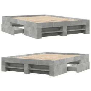 Berkfield Bed Frame without Mattress Concrete Grey 140x190cm Engineered Wood