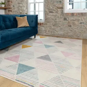 Pastel Multicolour Diamond Geometric Living Area Rug 190x280cm