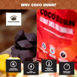 COCO & COIR Natural BBQ Charcoal 5KG Bag  Coconut Shell Briquettes  Perfect for Outdoor Barbecues  Long Burn  100% Natural