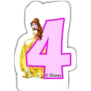 Disney Princess Belle 4th Birthday Candle White/Pink/Yellow (One Size)