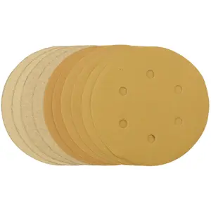 Draper  Gold Sanding Discs with Hook & Loop, 150mm, Assorted Grit - 120G, 180G, 240G, 320G, 400G (Pack of 10) 64284