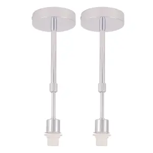 First Choice Lighting Pair of 2 Tier Grey Fabric & Brushed Silver Plated Banded Ceiling Adjustable Flush Shade