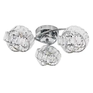 ValueLights Hudson 3 Way Chrome and Clear Acrylic Jewel Intertwined Rings Design Ceiling Light