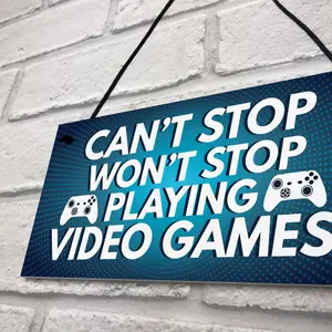 Gaming Sign Retro Hanging Plaque For Boys Bedroom Man Cave Sign Gift For Gamer