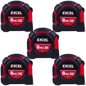 Excel Tape Measure 8m/26ft Pack of 5