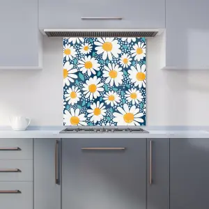 Camomile Flowers Premium Glass Kitchen Splashback W600mm x H600mm