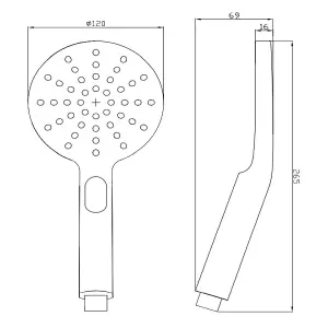 Black 3 Mode Round Shower Head ABS