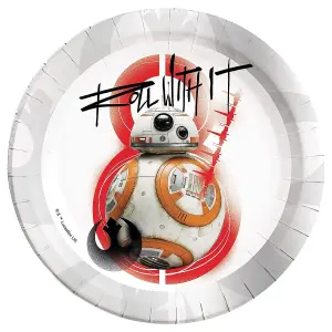 Star Wars Roll With It Party Plates (Pack of 8) White/Orange/Black (One Size)