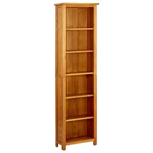 Berkfield 6-Tier Bookcase 52x22x180 cm Solid Oak Wood