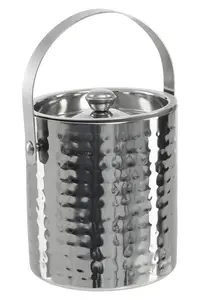 Maison by Premier Hammered Effect Stainless Steel Ice Bucket with Handle