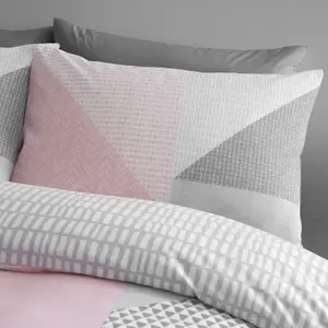 Catherine Lansfield Bedding Larsson Geo Duvet Cover Set with Pillowcase Pink