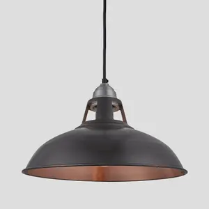 Industville Old Factory Slotted Pendant, 15 Inch, Pewter & Copper, Light Pewter Holder