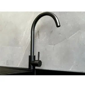 Reginox Taravo GM Single Lever Swan Neck Gun Metal Grey Kitchen Mixer Tap