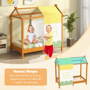 Costway Kids House Bed with Roof Children's Montessori Bed Frame w/ Removable Bed Canopy