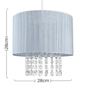 ValueLights Oba Grey Ceiling Pendant Droplets Shade and B22 GLS LED 10W Warm White 3000K Bulb