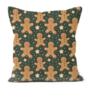 Printed Faux Suede Christmas Cushion Gingerbread 30cm x 30cm