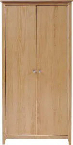 Oslo 2 Door Wardrobe in Pine Finish Metal Handles