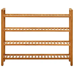 Berkfield Shoe Rack with 4 Shelves 100x27x80 cm Solid Oak Wood