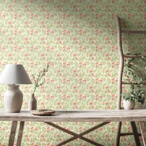 Hoopla Walls Petite Posy Coral Smooth Matt Wallpaper