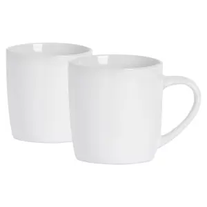 Argon Tableware - Coloured Coffee Mugs - 350ml - Pack of 2 - White