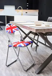 Folding Padded Office Dining Desk Chair - Union Jack