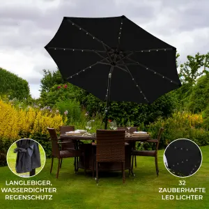 Black 2.7m LED Tilt Parasol without base