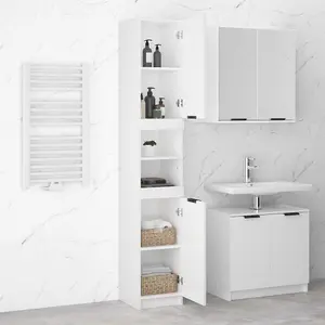 Berkfield Bathroom Cabinet High Gloss White 32x34x188.5cm Engineered Wood