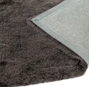 Grey Soft Shaggy Plain Handmade Modern Sparkle Dining Room Bedroom & Living Room Rug-200cm X 300cm