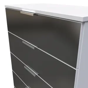 Poole 5 Drawer Chest in Black Gloss & White (Ready Assembled)