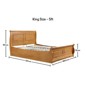 Marseille New Oak Finish Wooden Ottoman Storage Bed - King Size 5ft Bed Frame Only