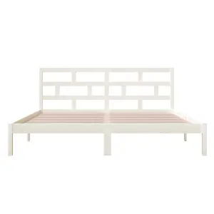 Berkfield Bed Frame White Solid Wood 135x190 cm 4FT6 Double