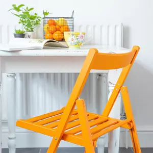 Harbour Housewares - Beech Folding Chairs - Orange - Pack of 4