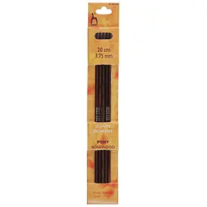 RWOOD KP DE 20CMX3.75 - Knitting Pins: Double-Ended: Set of 5: Rosewood: 20cm x 3.75mm - Pony