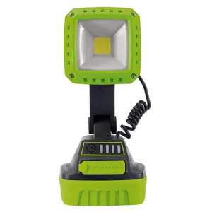 Draper  COB LED Rechargeable Worklight, 10W, 1,000 Lumens, Green, 4 x 2.2Ah Batteries 90033