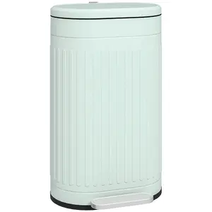 HOMCOM 30L Pedal Bin, Metal Kitchen Bin with Soft-close Lid, Light Green